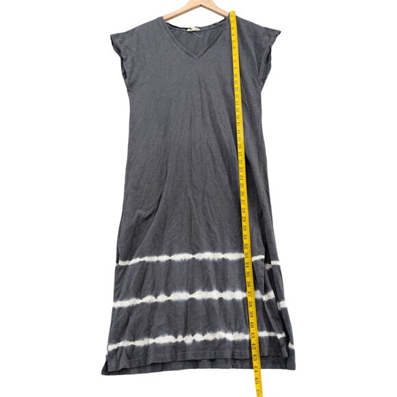 Mystree Bleached Slub Midi Dress Grey White Sleeveless Cotton V Neck Size S - Picture 6 of 10